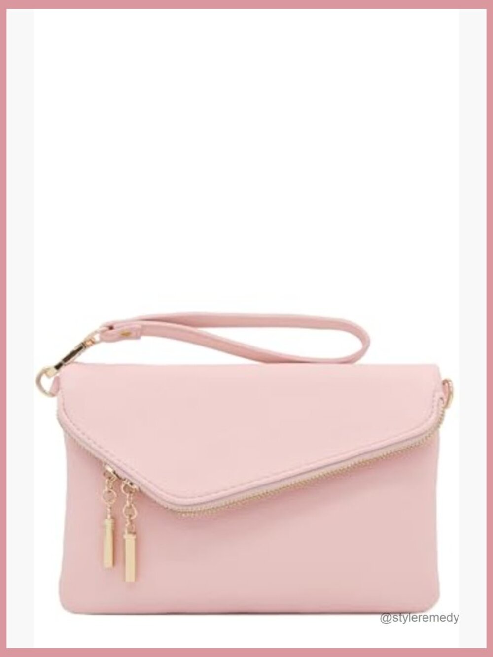 Envelope Wristlet Clutch Crossbody Bag with Chain Strap - Faux Leather - Picture 4 of 7